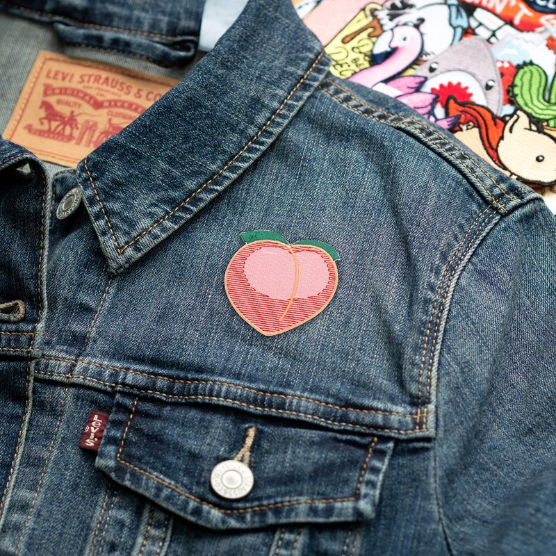 Winks For Days Peach Emoji Embroidered Iron-On Patch - Image 2